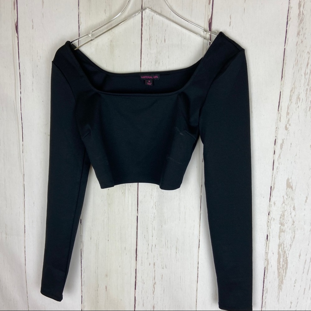 Material Girl | Black Crop Long Sleeve Top
